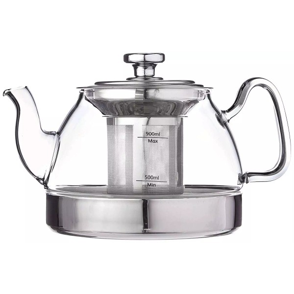 Uniware Glass Tea Kettle with Removable Infuser,Stove Top Safe, 900