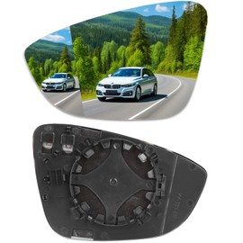 ROWORKX Driver Side Heated Mirror Glass Compatible with 2009-2016 Volkswagen CC, Eos, Passat, Left Side View Convex Mirror with Backing Plate, 1-Pack