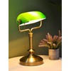 LOFOB Traditional Banker's Desk Lamp with Glass Shade,Pull Chain Switch,