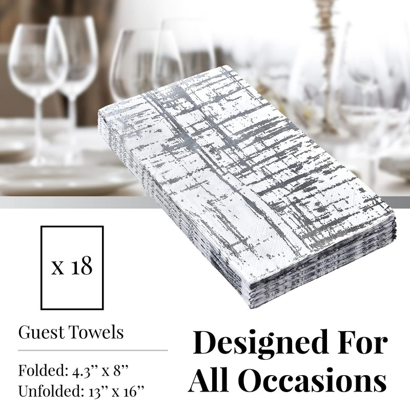 Silver Spoons Elegant Disposable Dinnerware - Arctic Collection, Guest Towels,