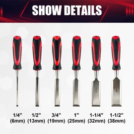 wesleydrill 10-Piece Wood Chisel Set, Wood Carving Chisels with Honing Guide, Carpenter Pencils and Sharpening Stone, CR-V Steel (1/4", 1/2", 3/4", 1", 1-1/4", 1-1/2")