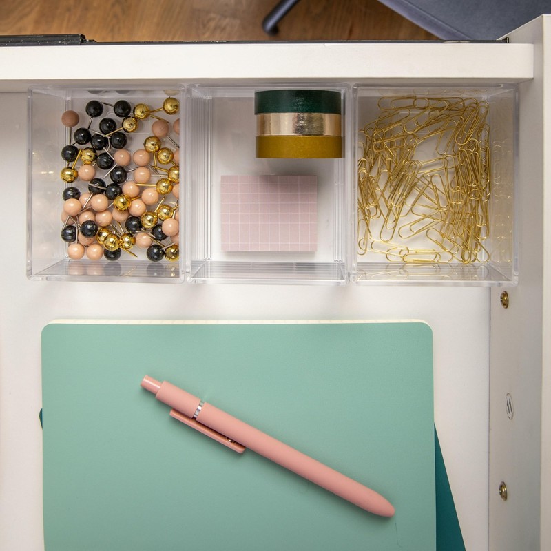 Martha Stewart Brody Desktop Storage Organizer, Stack and Slide Plastic