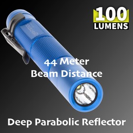 Nightstick MT-100BL Mini-TAC Metal LED Flashlight - 2 AAA, 5.4 in (137 mm), Blue