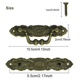 Pack of 4 Vintage Furniture Handles Zinc Alloy Antique Cabinet Handles Furniture for Drawers Zinc Alloy Retro Decorative Door Handle Antique Bronze Zinc Alloy with Screws for Drawer, Door, Cabinets