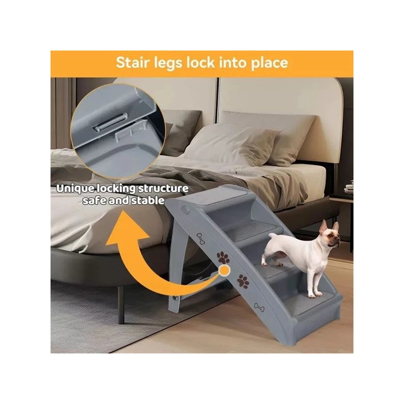 Foldable Dog Ramp Stairs Steps -Grey