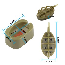 Kingrun 10 Pieces Fishing Inline Feeders, Feeders and Moulds, Fishing Inline Method Feeder with Quick Release Mould, Flat Method Feeder, for Carp Fishing 15g 20g 25g 35g 30g 40g 50g 60g (Brown)