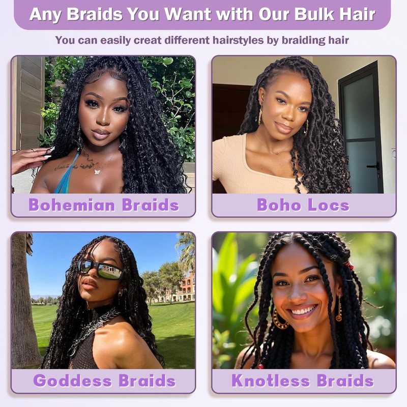 Boho Hair for Braiding 300g 18 Inch Water Wave Bulk