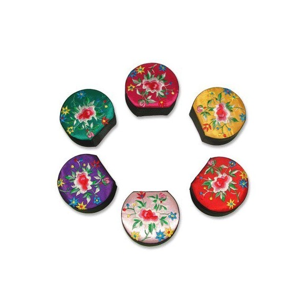 Chinese Embroidery Semi-Circular Makeup Box with Mirror