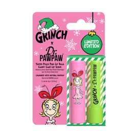 Dr. PawPaw The Grinch Set - Candy Cane and Peach Pink - Lip Scrub and Natural Lip Balm - Gluten Free Care to Exfoliate, Moisturize, Nourish - 2 pc