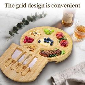 Zoaiirte Acacia Charcuterie Board Set 16.54"x11" - Large Cheese Board & Knife Set, Elegant Bridal Shower Gift, Wedding Serving Tray, Rustic Charcuterie Platter with Stainless Steel Tools