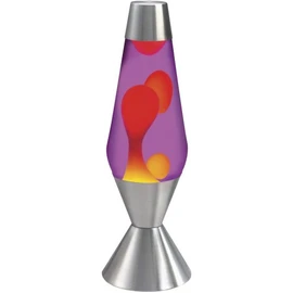Lava the Original 16.3-Inch Silver Base Lamp with Yellow Wax in Purple Liquid, Yellow / Purple / Silver