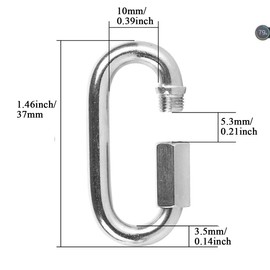 YETOOME 10 Pack 304 Stainless Steel M3.5 Chain Link, 1/8 Inch D Shape Locking Quick Chain Repair Links Pets Keychain for Outdoor Traveling Equipment