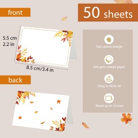 50 Pcs Fall Leaves Place Cards Autumn Activity Name Card for Wedding Season Thanksgiving Party Table Setting Supply
