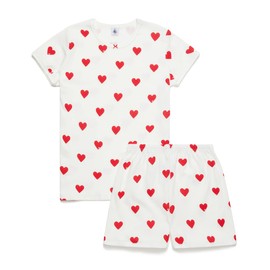 Petit Bateau Girls Pyjacourt, White Marshmallow / Red Terkuit