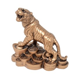 Chinese Zodiac Tiger Statue w Chinese Coins Feng Shui Home Office Decor Gift Collection for Good Luck
