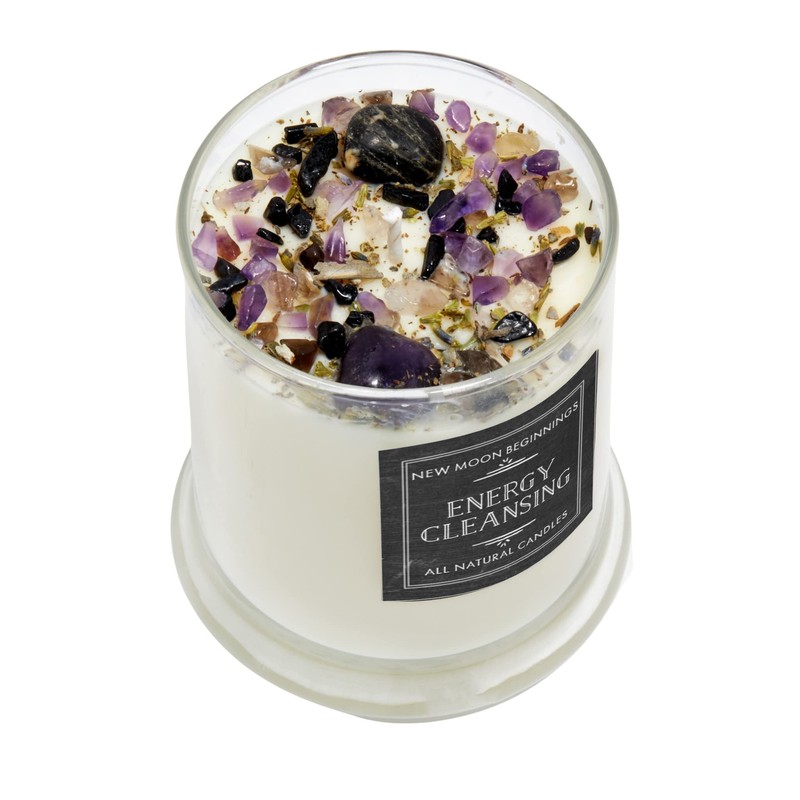 Energy Cleansing Candle by New Moon Beginnings - Crystal &