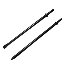 Phyxlyn Pneumatic Cold Chisel Set, 3/4" Width 14" Long Air Pneumatic Hammer, Flat and Point Chisels with Round Collar for Concrete and Tile, Air Hammer Punch Chipping Bits Tool, Cr-Mo Alloy Steel