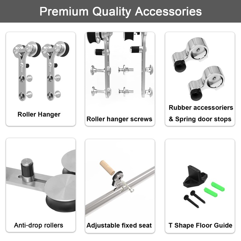 TSMST 5FT Sliding Barn Door Hardware Kit, Stainless Steel Heavy