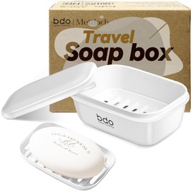 PEISAINOX Travel Soap Case with Lid,Leakproof Soap Holder with Drainage Layer, Travel Essentials Soap Containers, Portable Soap Bar Dish for Camping, Gym, Bathroom,Kitchen,Dormitory,Hotel(White)