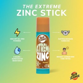 Sun Zapper Extreme Zinc Stick "Bronze" SPF 50+ | Protector Solar Mineral en Stick Mineral a base de zinc color BRONCE 15g |Alta protección solar UVA/U