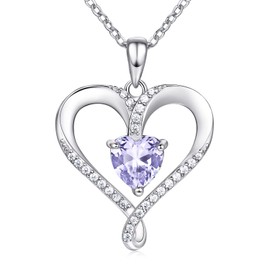 AM ANNIS MUNN 18K White Gold Infinity Heart Necklace Birthstone Necklace for Women Filled 925 Sterling Silver, Diamond Jewelry for Womens Christmas Gifts for Women Wife
