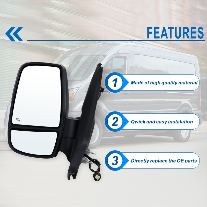 Left Driver Side Mirror Compatible With 2015-2026 Ford Transit 150