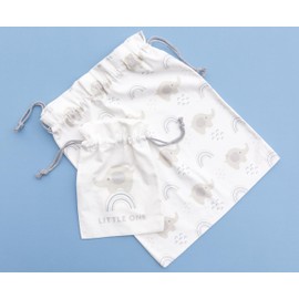 Gather & Knot - Bolsas de regalo con cordón | 20 pulgadas grandes de 12 pulgadas | Lona premium | Envoltura de tela reutilizable para niña baby shower o cumpleaños | Azul elefante