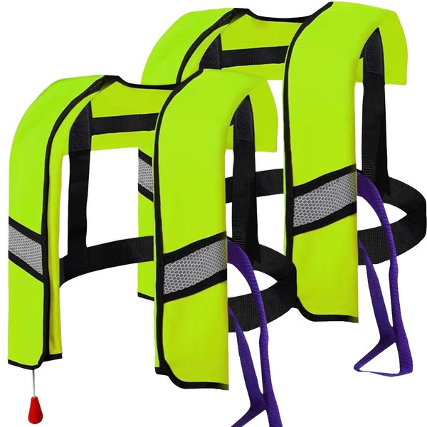 2-Pcs Automatic Inflatable Life Jacket,Adjustable Nylon Swim Vest with CO2