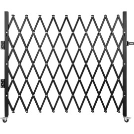 Single 7 ft High X 7 ft Wide Folding Steel Accordion Security Gate Flexible Expanding Door Gate Easy Use Versatile SecuritySize: Size 85 x 85 inch