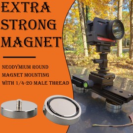 4 PCS Heavy Duty Neodymium Round Cup Magnets, Strong Rare Earth Pot Magnets with 1/4-20 Male Thread Stud, Powerful Magnetic Mounting Base for Lighting, Camera, Tripod, Brackets, Sensor