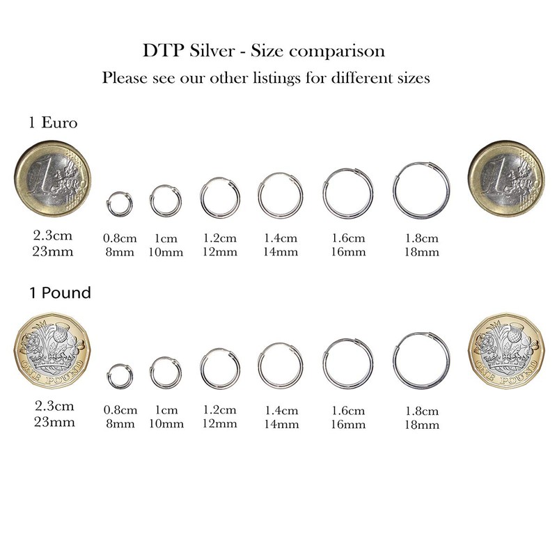 DTPSilver - 925 Sterling Silver Small Hoops Earrings and Ball