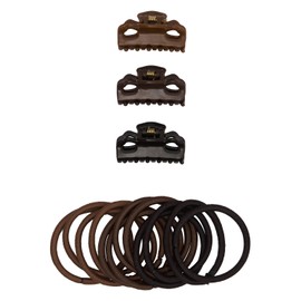 Oz Essentials Claw Clip and Elastic Set - Dark
