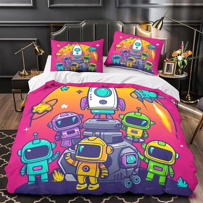 Tabeskly Kids Boy Astronaut Space Rocket Soft Zipper Bed Bedding