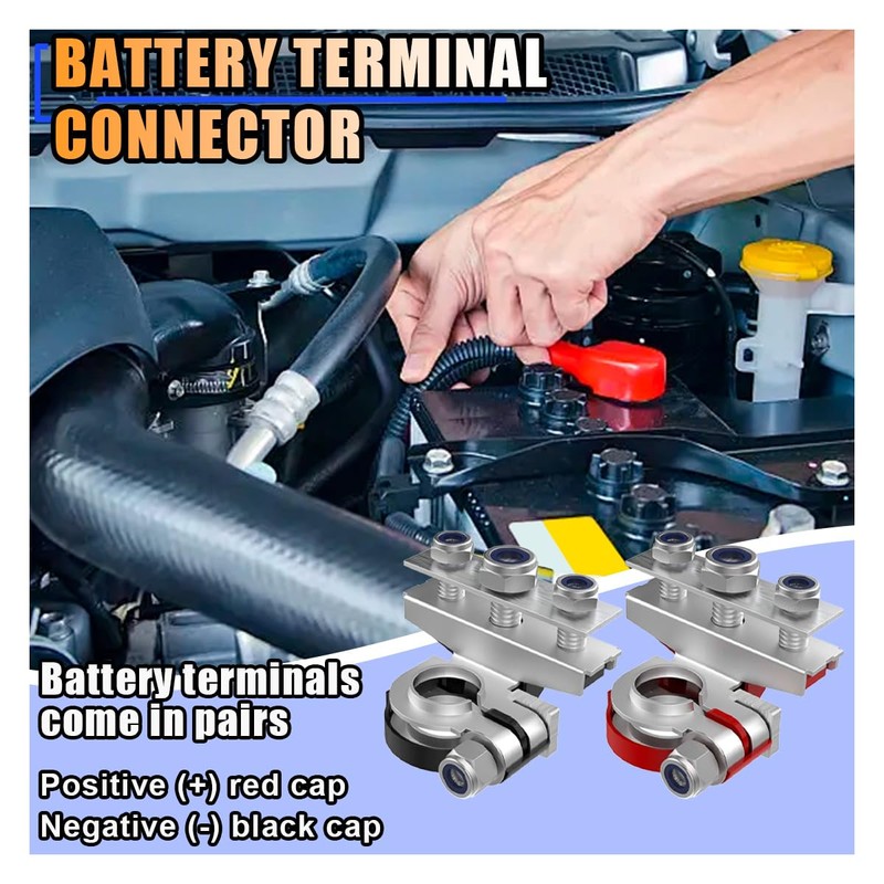 2PCS Battery Terminal Connectors with 3 Way -12V Automotive Top