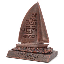 Lighthouse Christian Products He Guides Bronzelike Finish 4.5 x 5.25 Cast Stone Mounted Sculpture