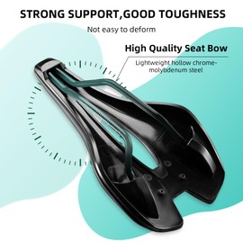 ROCKBROS Bike Seat, PU Leather Waterproof Bicycle Seat for MTB Road Bike, 0.56 LB Lightweight Bike Saddle, High Density Foam Comfortable Bike Seats Replacement for Men Women