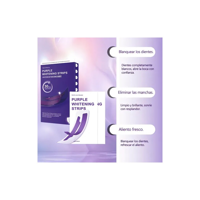 Sktto Kit Blanqueamiento Dental 14pzs Tiras Moradas