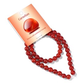 Risyfjew 50PCS 8mm Natural Carnelian Beads Gemstone Round Loose Beads for Jewelry Making Chakra Crystal Stone Beads for Bracelets Necklace Earrings Making Supplies (50pcs/Strand)