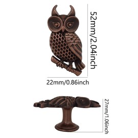 Cabinet Knobs, Vintage Decorative Metal Owl Knobs Pulls Handles for Door Drawer Cupboard Closet, Antique Dresser Knob Kitchen Home Hardware Furniture Handle 4Pcs (Red Bronze)