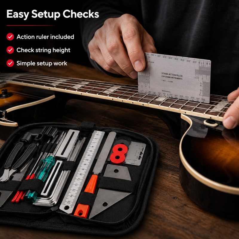 20-Piece Guitar Repair & Maintenance Tool Kit – Fret Leveling,