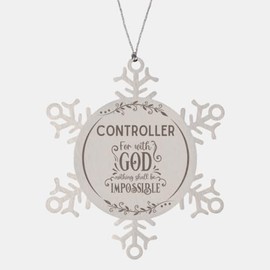 Bible Verse Controller Christmas Ornament Gifts, to My Controller for with God Nothing Shall be Impossible Controller Gifts, Xmas Gifts for Controller Snowflake Ornament Decorations