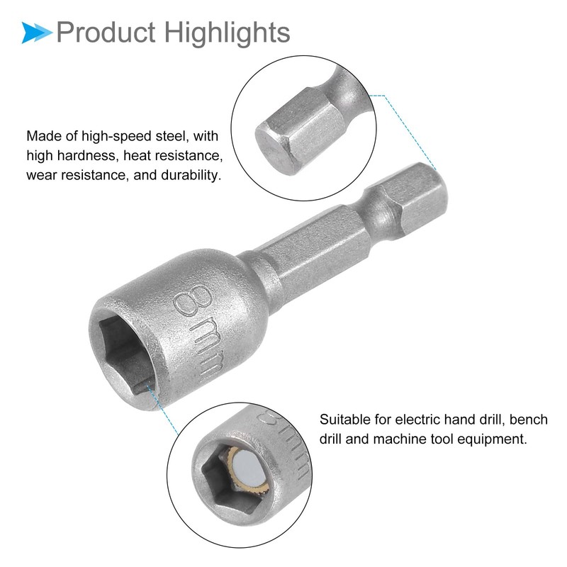 CoCud Driver Drill Bit 1/4" Hex Shank 8mm Socket 42mm