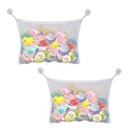 2 Pcs Bath Toy Storage Mesh Net Bag With Strong Suction Cups for Baby,Tidy Toys Organiser Accessories Bag Suitable for Bathroom,Hanging on Bathroom Net To Store,Keep Your Space Neat and Tidy