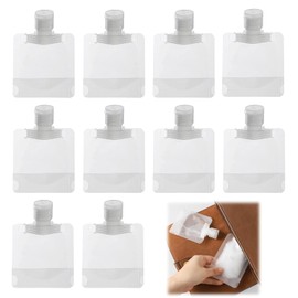 FsGrg Travel Bottle, Transparent, Refill, Leak Proof, Sealable, Portable, Pouch Container, Reusable Lotion, Lotion, Storage, Shampoo, Transparent Set of 10 (30 ml)