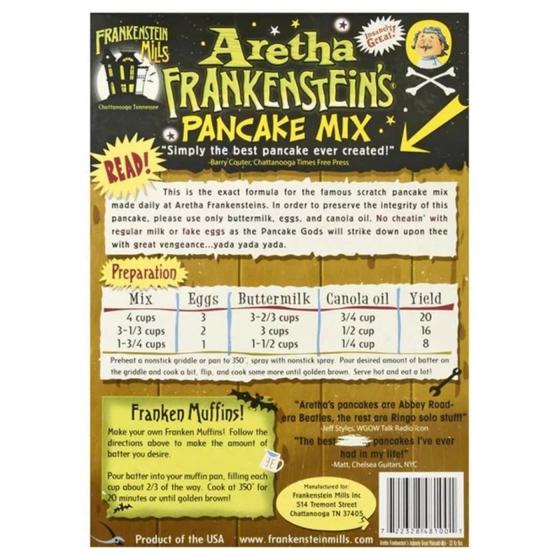 Frankenstein Mills Aretha Frankenstein's Famous All Natural Pancake Mix 32