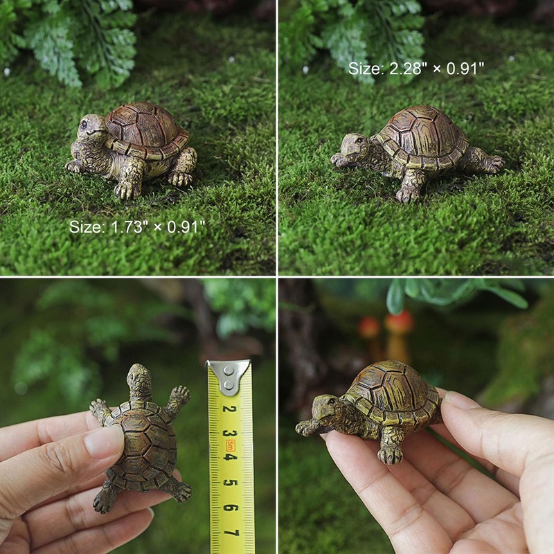 siqiaole Realistic Simulation Mini Turtle Figurines Resin Set of 2,
