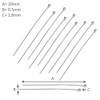My-Bead Set of 20 Rivet Pins 925 Sterling Silver 20