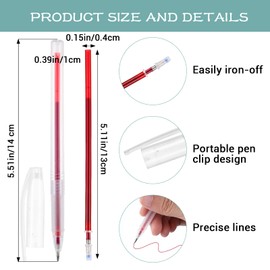 Wanmu 8 Pcs Heat Erasable Pens for Fabric with 16 Refills, Fabric Markers Pens, Tailors Marking Chalk Pencils for Sewing, Quilting, Embroidery, Dressmaking DIY Precise, Fabrics