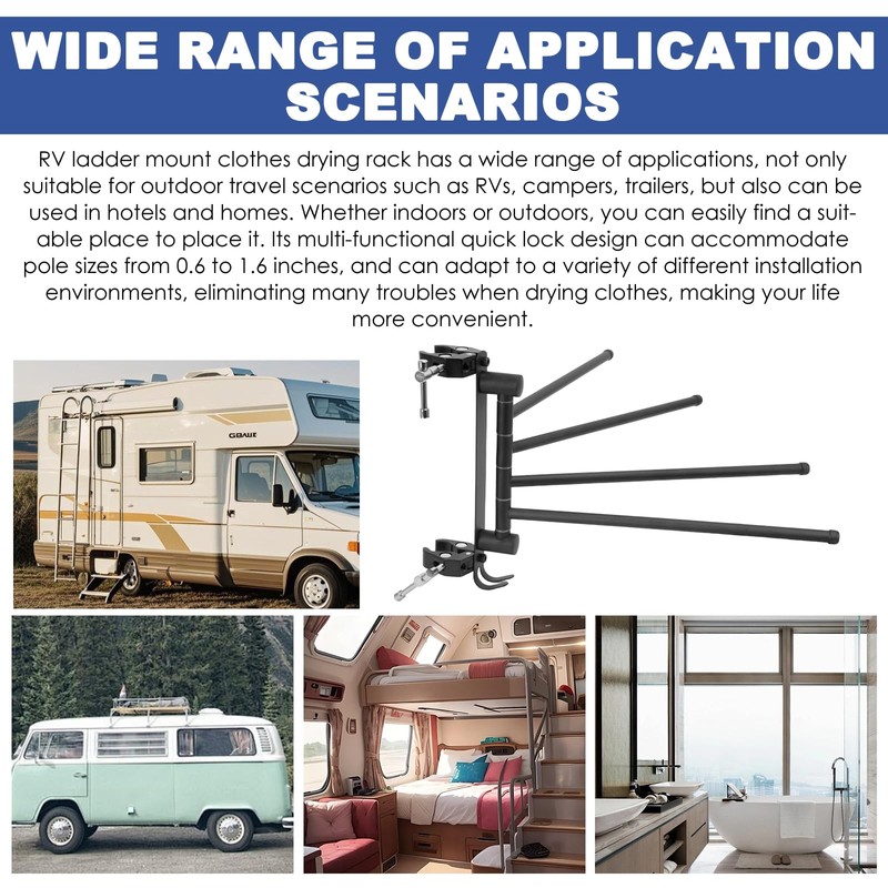 AshKiz RV Clothes Drying Rack, RV Ladder Clothes Drying Rack,