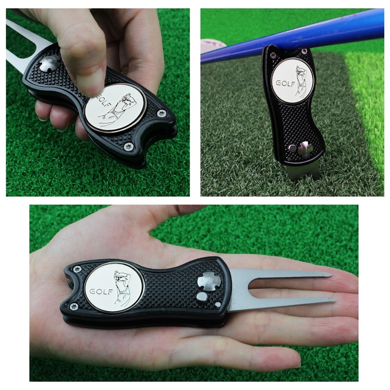 Crestgolf Golf Divot Tool Avec Bouton Pop-up et Marqueur de